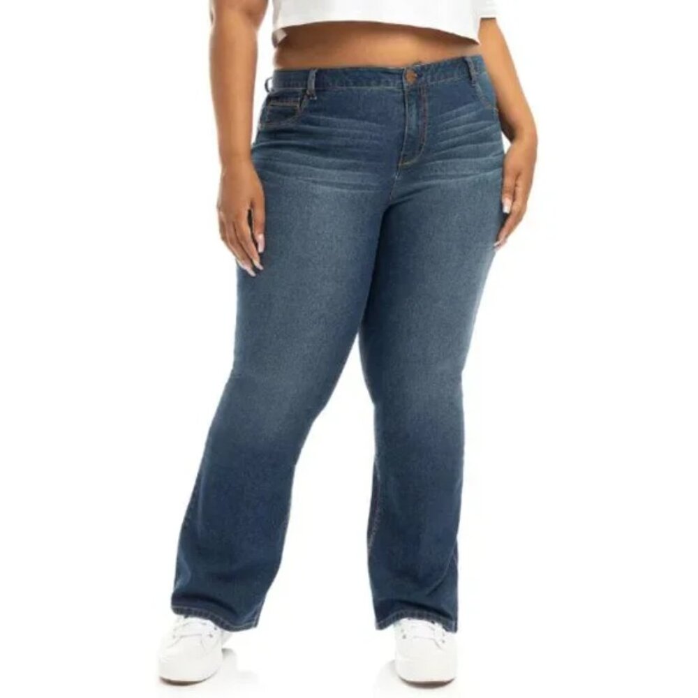 A3 Denim Women's Plus Size 20W Bootcut Jeans High Rise Stretch Medium Wash NWT